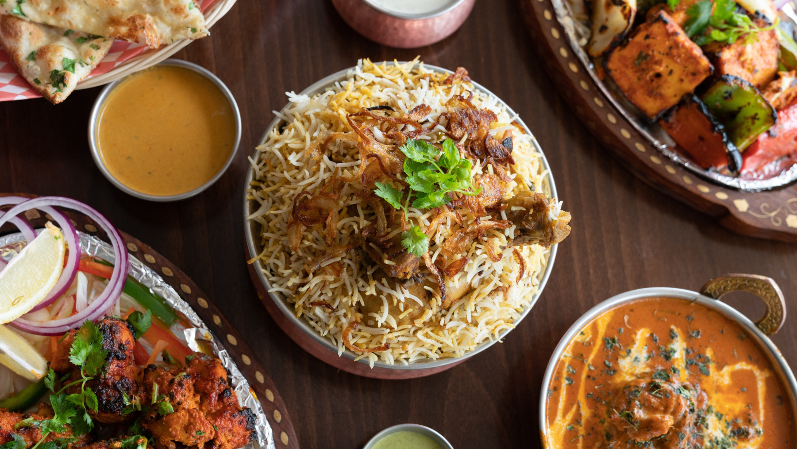 An assortment of East Indian cuisine.