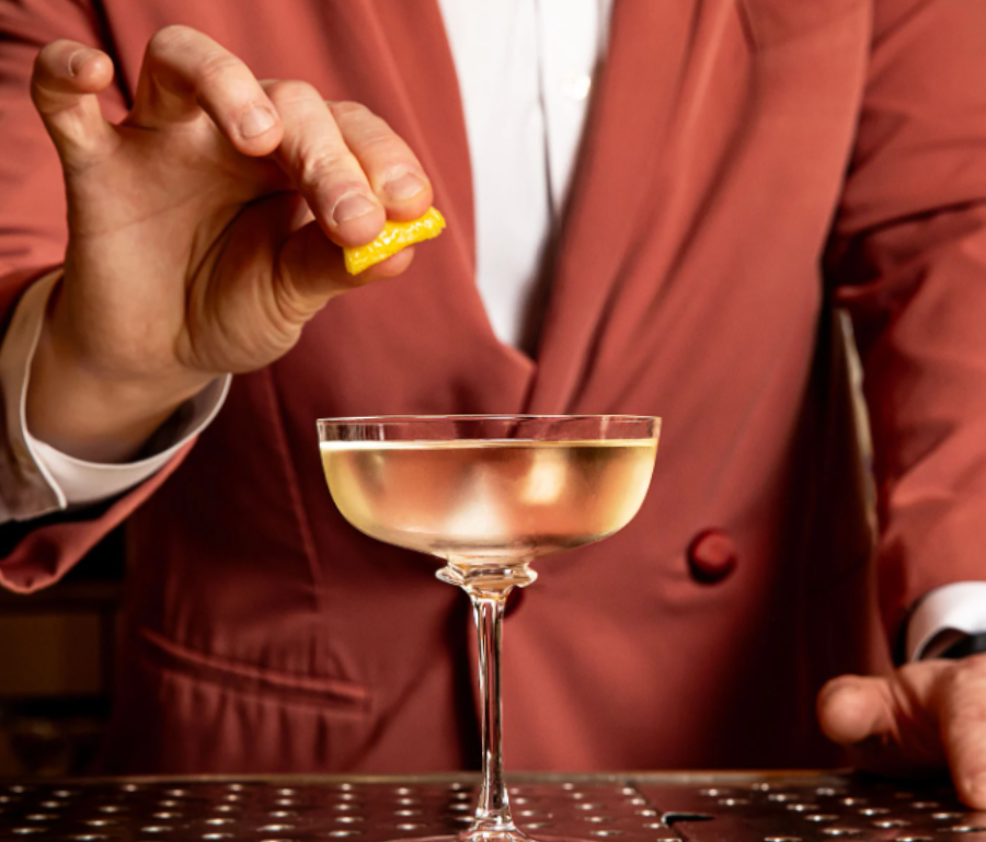 Garnishing a cocktail with a lemon twist-1